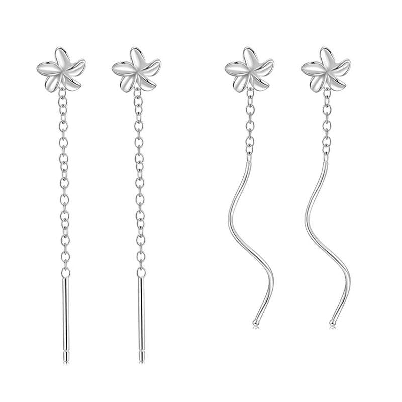 Dangle & Chandelier 925 Sterling Silver Chain Tassel Long Drop Earrings For Elegant Women Party Fine Jewelry Cute Accessories Gift