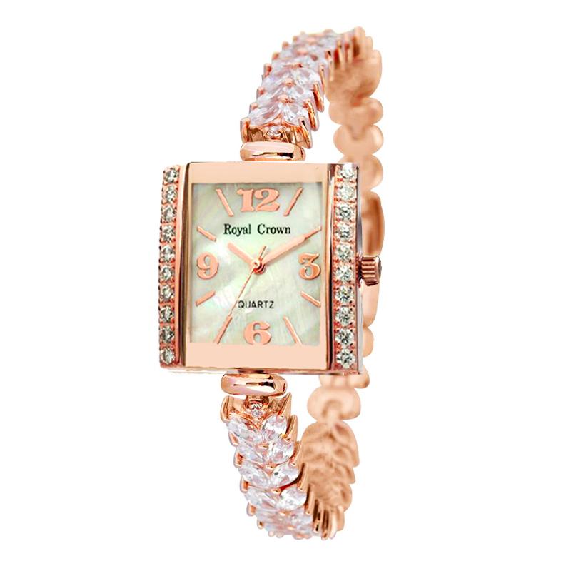Wristwatches ROYAL CROWN LADY WOMEN&#039;S WATCH JAPAN QUARTZ JEWELRY HOURS FINE FASHION SETTING CRYSTAL BRACELET LUXURY RHINESTONES GIRL GIFT