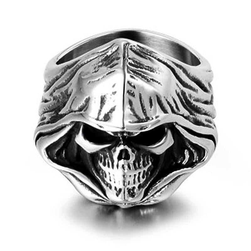 Cluster Rings Vintage Grim Reaper Skull For Men Ghost Stainless Steel Punk Ring Fashion Gothic Women Party Gift Wholesale