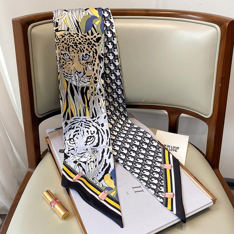 Scarves 2021 Fashion Letter Decorative Silk Scarf Hairband Narrow Ribbon Professional Small Binding Bag