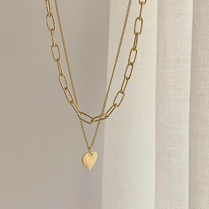 Chokers 2021 Vintage Multi-layer Chain Heart Choker Necklace For Women Gold Color Fashion Portrait Chunky Necklaces Jewelry