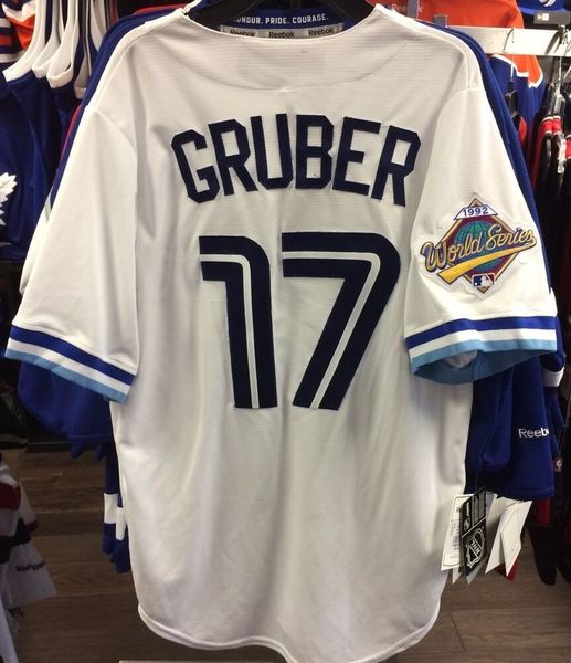 Custom 1992 Kelly Gruber Baseball World Series Patch Jersey Men Women kids youth Baseball jersey