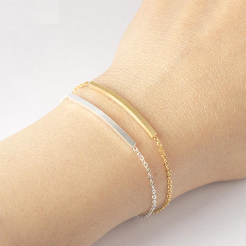 Link, Chain Stainless Steel Curved Strip Bracelet Bangles For Women Charm Jewelry Girl Birthday Gift Bijoux Femme BFF