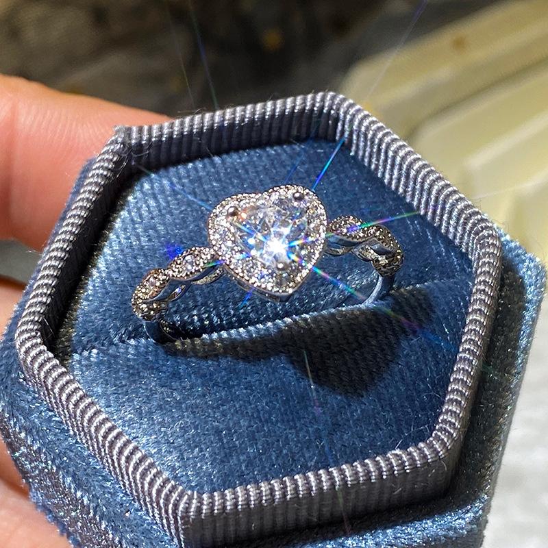 Wedding Rings Fashion Creative Love Zircon Ladies Engagement Ring Valentine&#039;s Day Gift Heart-shaped Jewelry