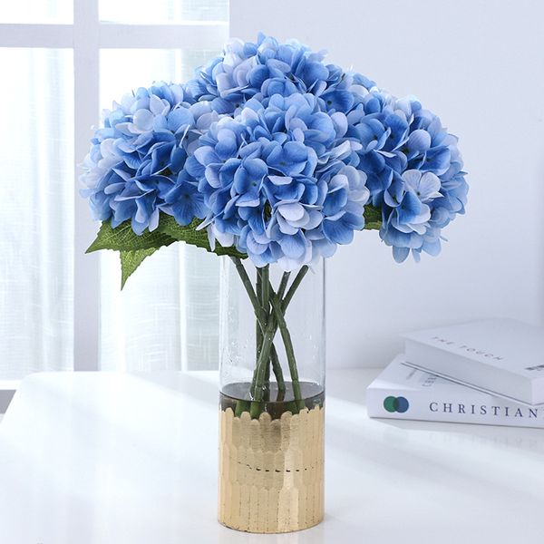 43cm Real Touch Hydrangea Simulation Flowers Single Branch Artificial Silk Flowers Wedding Home Display Photography Props Wedding Decorative