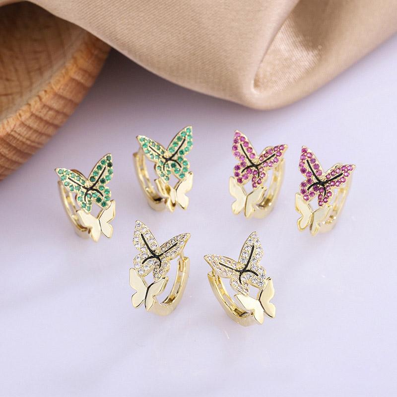 Hoop & Huggie ZHOUYANG Cute Butterfly Ear Hoops For Women Aesthetic Earrings With Zircon Gold Color Accessories Jewelry Gift Wholesale KBE10