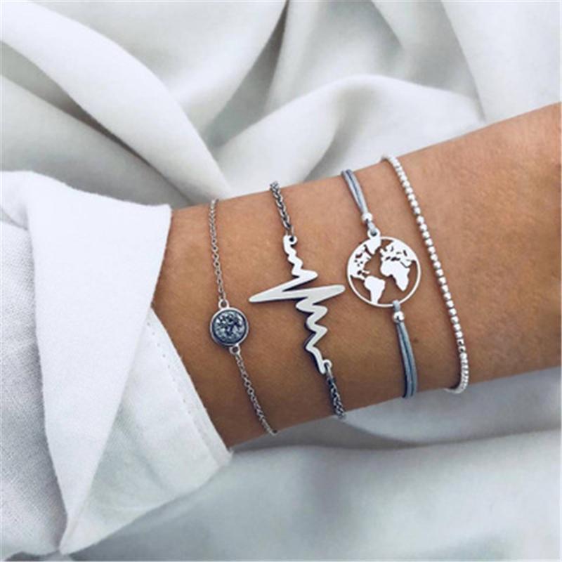 Link, Chain 2021 Fashion Retro Bracelet Bohemian ECG Rope Round Simple Temperament Women&#039;s Trend Jewelry Gift Adjustable