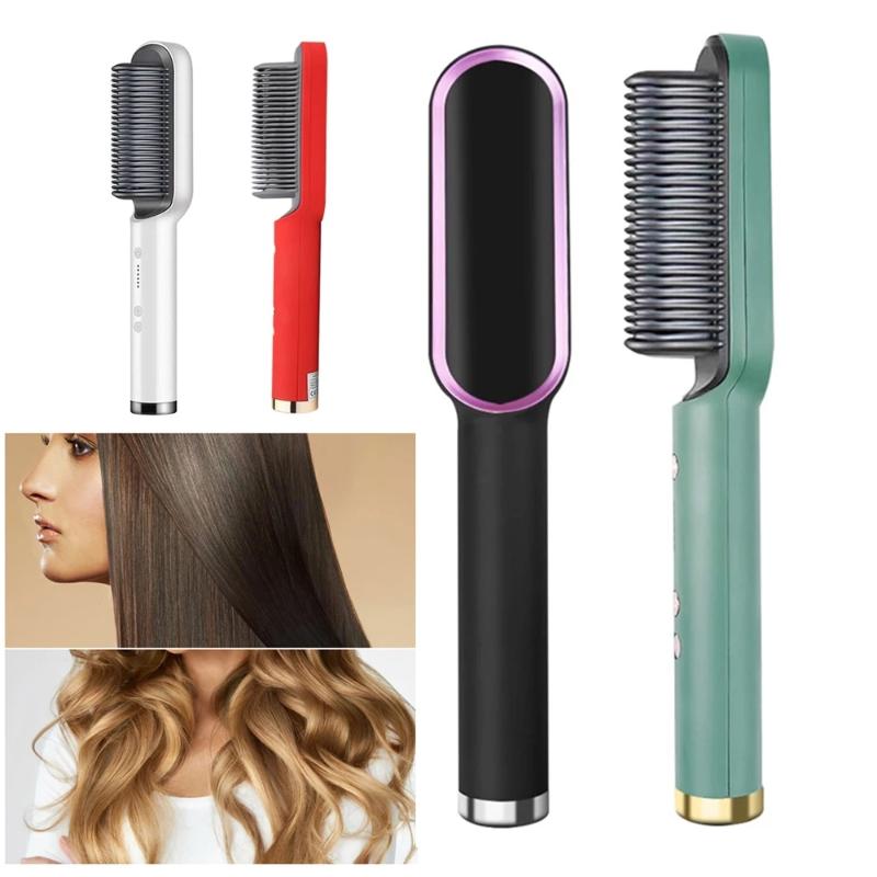 Electric Hair Brushes Multifunctional Straight Curling Iron Flat Tourmaline Ceramic Corrugated Styler Comb