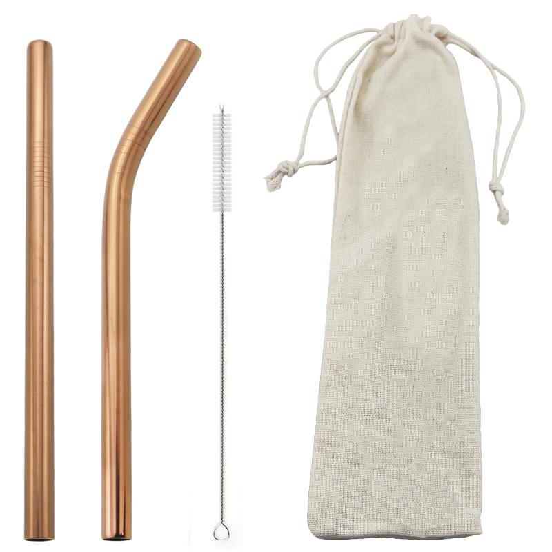 Drinking Straws 4Pcs Reusable Straw 18-10 Stainless Steel Colorful Metal Bubble With Cleaner Brush Party Bag Bar Accessory