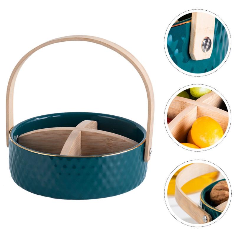 Dishes & Plates 1Pc Candy Storage Box Dried Fruit Tray Separate Ceramics (Green)