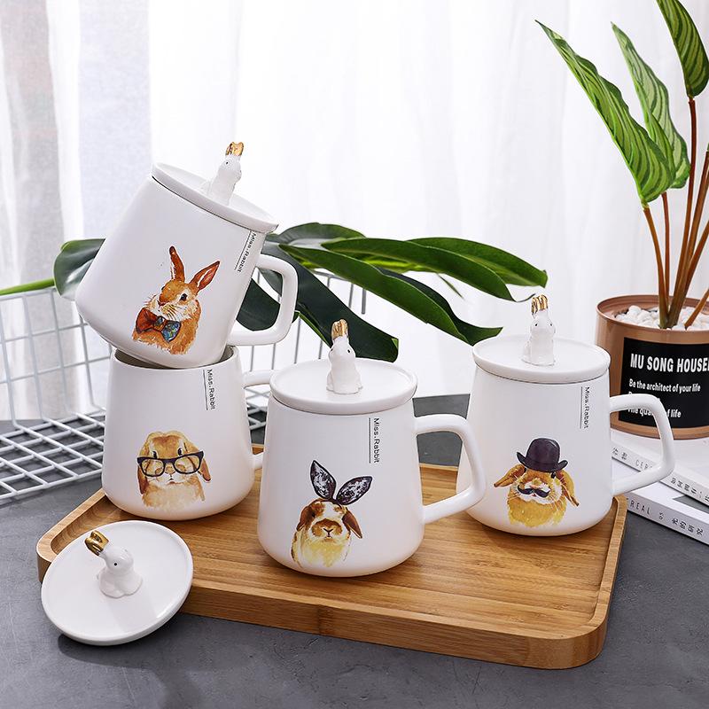 Mugs Cartoon Painted Gold Ceramic Cup Creative Pot-bellied Water Office Mug Coffee With Lid