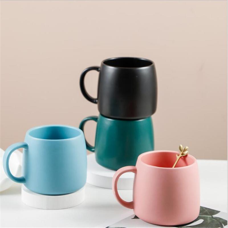 Mugs Ceramic Mug Marble Simple Color Glaze Cups With Handle Nordic Style Household Water Milk Coffee Breakfast Cup Drinkware Gift