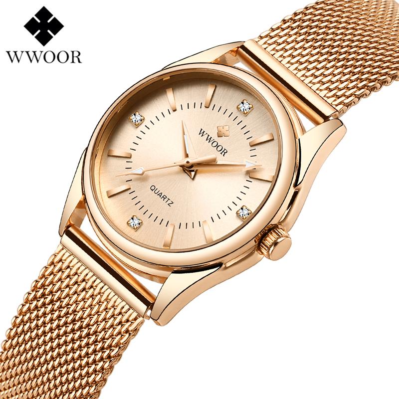 Wristwatches WWOOR Women Watch Fashion Casual Quartz Watches Ladies Waterproof Wristwatch Stainless Steel Girl Clock Gift Relogio Feminino