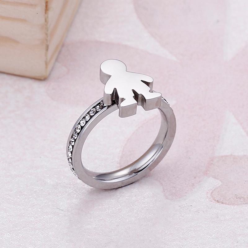 Cluster Rings Anillos Mujer Gold Color Stainless Steel For Women Cute Cartoon Mini Boy Girl Rhinestone Jewelry Gifts