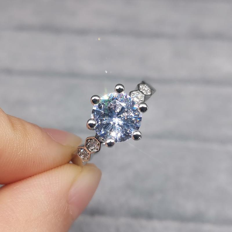 Cluster Rings Luxury Domineering Exquisite S925 Six-claw Round Geometric Jewelry Ladies Engagement Wedding Gift Ring