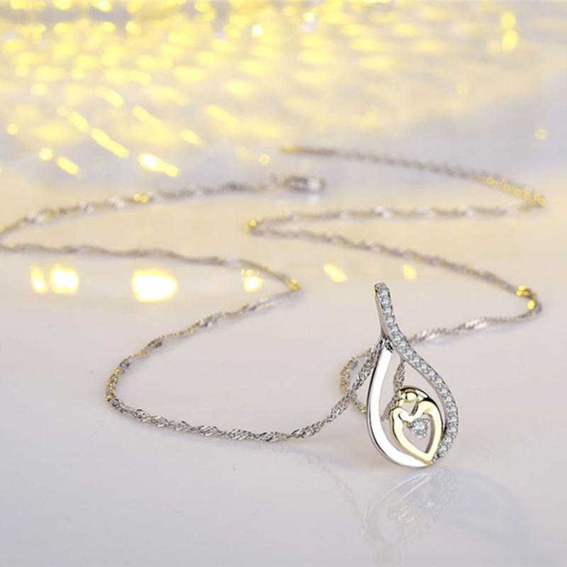 Pendant Necklaces Love Heart Pendent Crystal Fashion Women Alloy Chain Necklace Jewelry For Mother&#039;s Day Elegant Gift Metal Trendy