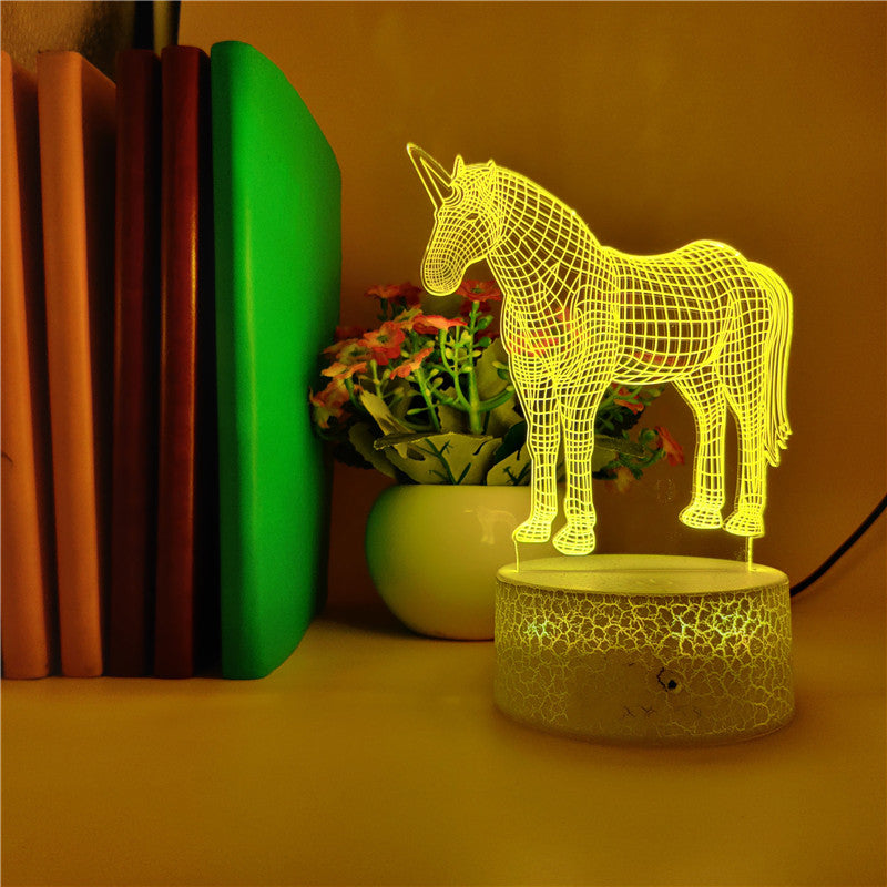 Kids Room 3D Desk Lamp Touch Sensor Night Light LED Unicorn USB Nightlight Smart Phone Control Children Friends Cute Gift
