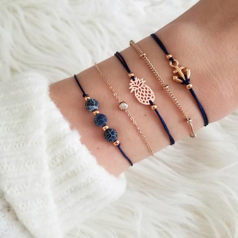 Link, Chain Five Pieces Of Ornaments For Pineapple Boat With Stone-textured Pine Zircon Inlaid Drill