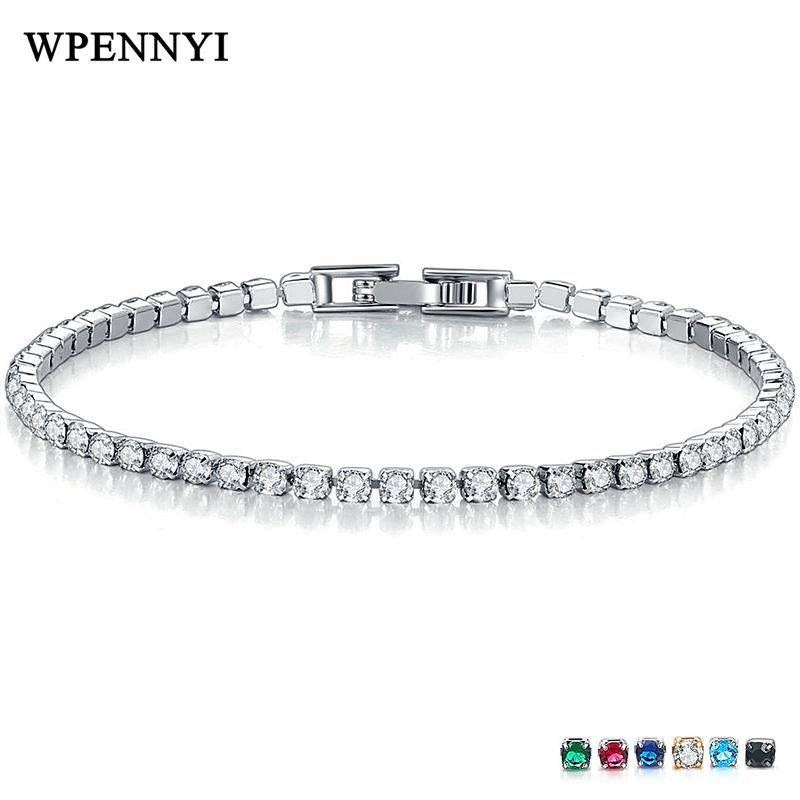 Link, Chain 8 Colors Tennis Bracelets 2.5mm 0.06ct Shiny 58 Pcs Zirconia Silver Color Christmas Birthday Gifts Must Have Jewelry Wholesale