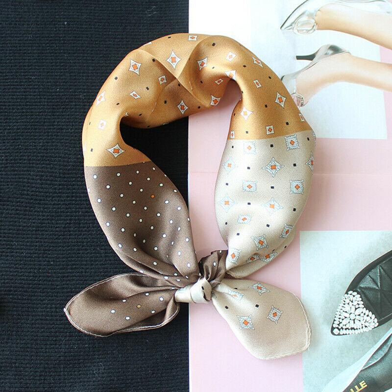 Scarves Summer Fall 100% Silk Scarf Shiny Bandana Women Fashion Dot Print Kerchief Neck Hair Headband Headscarf Turban 53*53cm