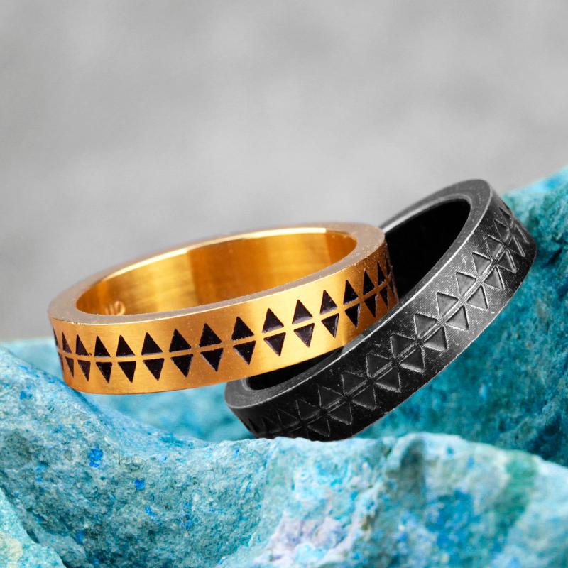 Cluster Rings Retro Old Black Gold Stainless Steel Lovers Couple Simple For Men Women Girl Boyfriend Jewelry Creativity Gift Wholesale