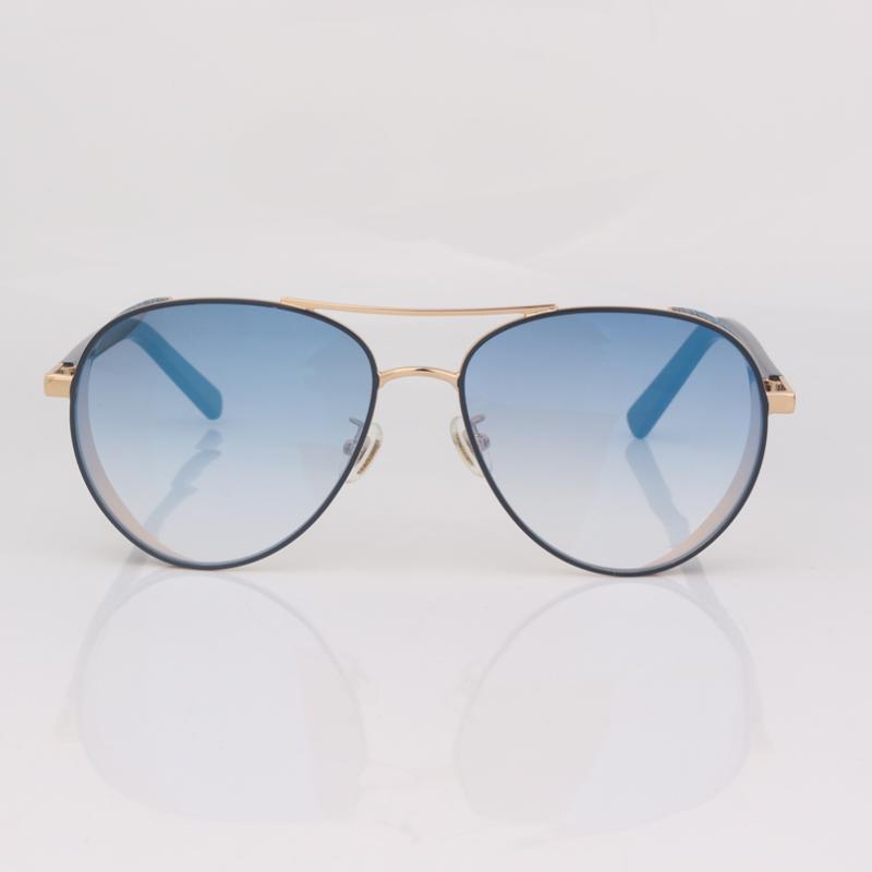 Sunglasses Pilot Metal Frame Women With Glitter Blue Gradient Lenses