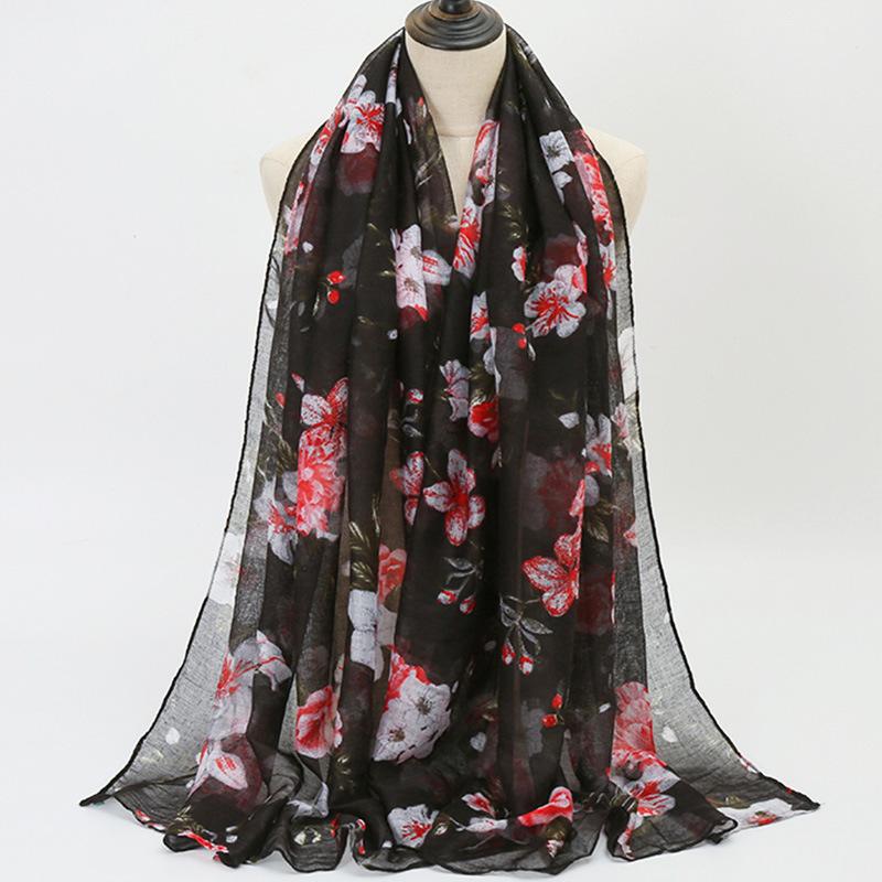 Scarves 2021 Women Viscose Scarf Print Soft Stole Lady Voile Shawls And Wraps Head Neck Snood Muslim Caps 180*90Cm