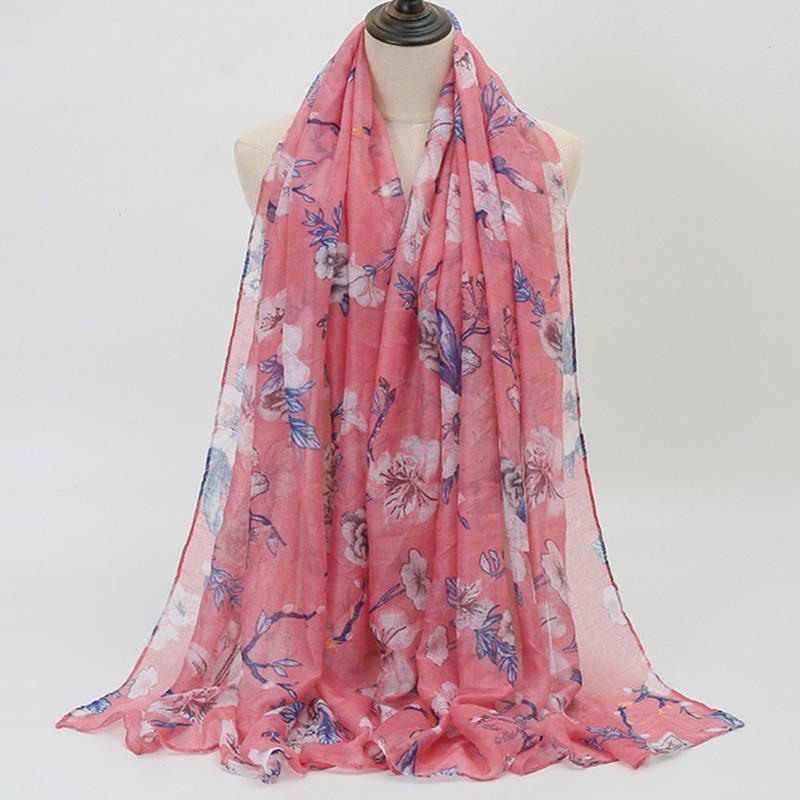 Scarves 2021 Est Women Printed Scarf Floral Hijab Viscose Shawl Muslim And Wraps Flower Long Headband Turban Sunscreen