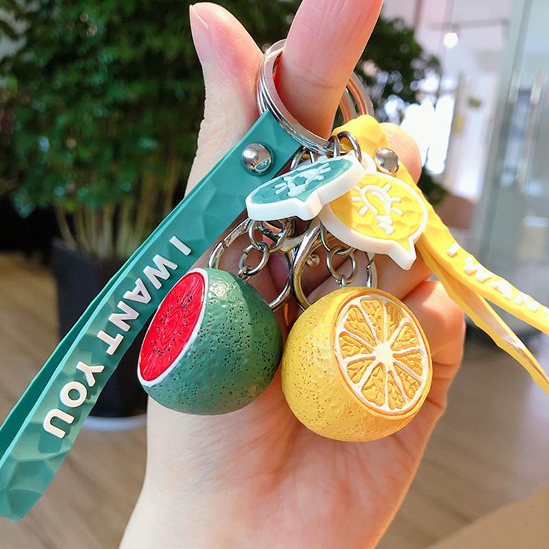 Keychains Creativity Korean Simulation Fruit Watermelon Keychain Cute Couple Car Bag Fashion Pendant Christmas Promotional Gift