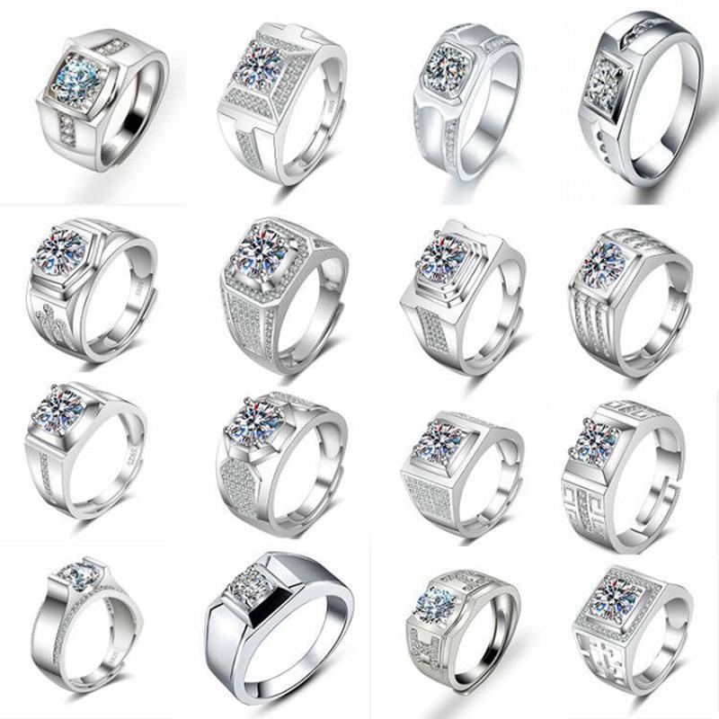 Wedding Rings Fashion Luxury Moissanite Diamond Engagement Ring For Men 925 Silver Plating 2021 Trend Male Jewellery