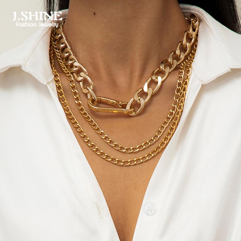 Pendant Necklaces JShine Punk Miami Cuban Chain Necklace For Men Women Curb Link Chunky Thick Carabiner Choker Fashion Metal Jewelry