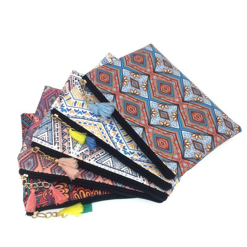 Cosmetic Bags & Cases KANDRA Waterproof Tribal Tassel Makeup Bag Travel Zipper Pouch Boho Clutch Purse Native Southwest Style Women Gift