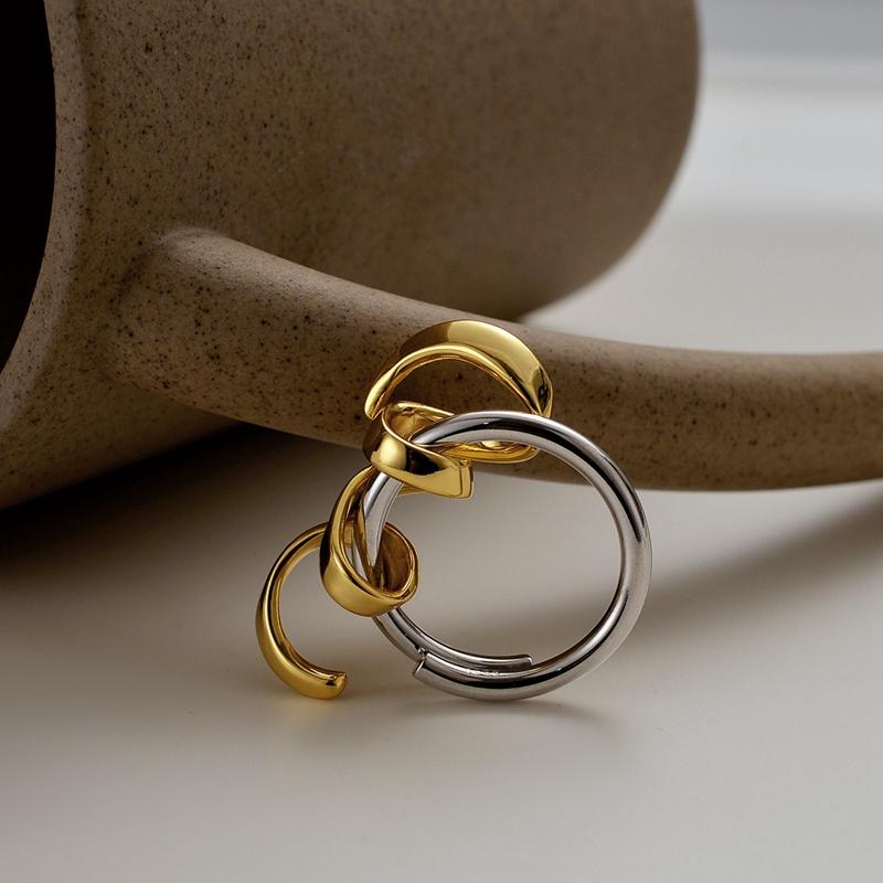 Cluster Rings Silvology 925 Sterling Silver Weave Twine For Women Original Design Unique Two-color Statement Fashionable Jewelry