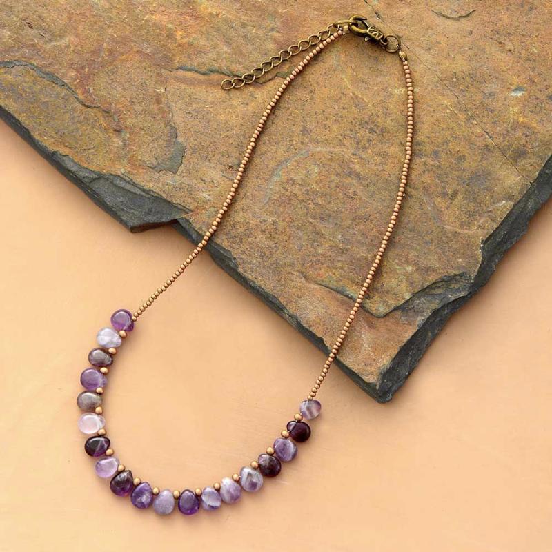 Chokers Women Necklaces Amethysts Seed Beads Short Necklace Fashion Statement Mom Gifts Jewelry Dropship