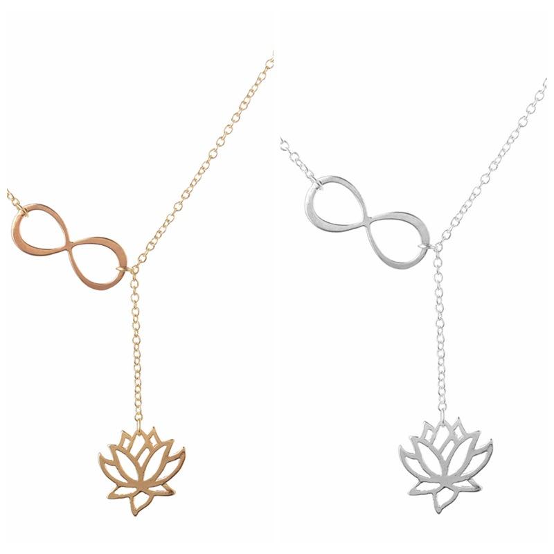 Chokers Fashion Gold-Silver Simple Style Lotus Lariat Pendant Necklace For Women Flower Jewelry Necklaces Party Gifts