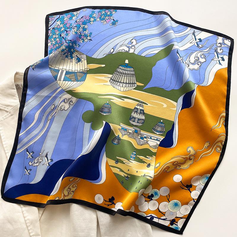 Scarves 100% Pure Silk Scarf Women Headband Fashion Bandana Beach Hijab Shawls Wraps Female Foulard