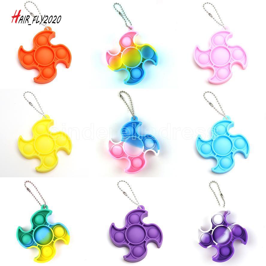 fidget dimple toys keychain Favor children Push decompression toy silicone camo rainbow rodent pioneer Anti Stress Bubbles Board keychain US Stock H