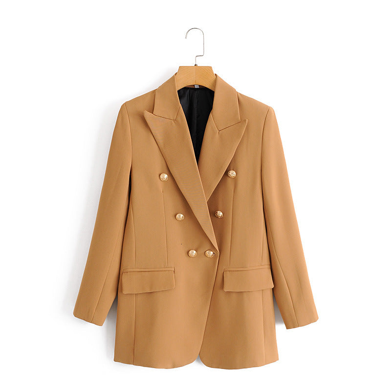 Women&#039;s Suits & Blazers Jacket Women Autumn Fashion Office Double Breasted Blazer Temperament Long Sleeves Suit Outerwear Loose F