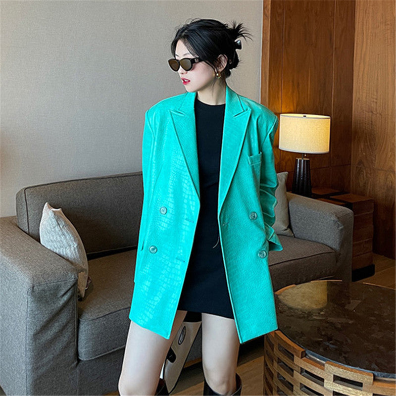 Women&#039;s Jackets Fashion Big Size Spring Autumn Pu Leather Jacket Women Korean Long Sleeve Coat Casual Loose Outerwear Ladies Stree