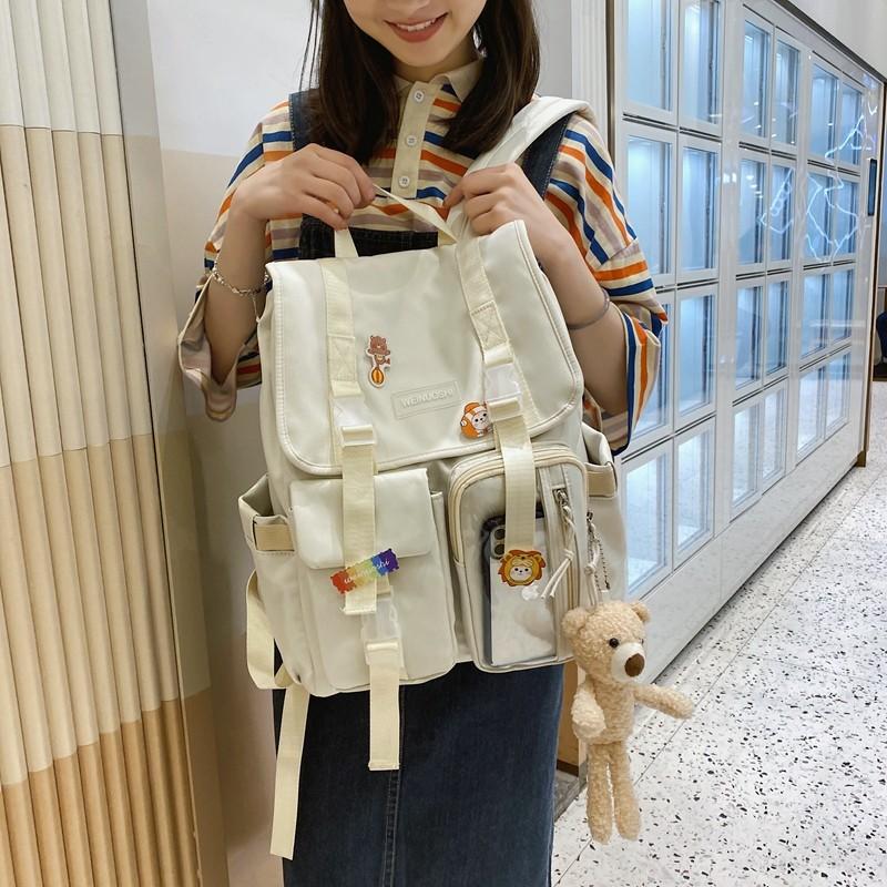 School Bags Summer Harajuku Style Fashion Women&#039;s Backpack Nylon Waterproof Student Bag Multi-pocket Large-capacity Travel Backpacks