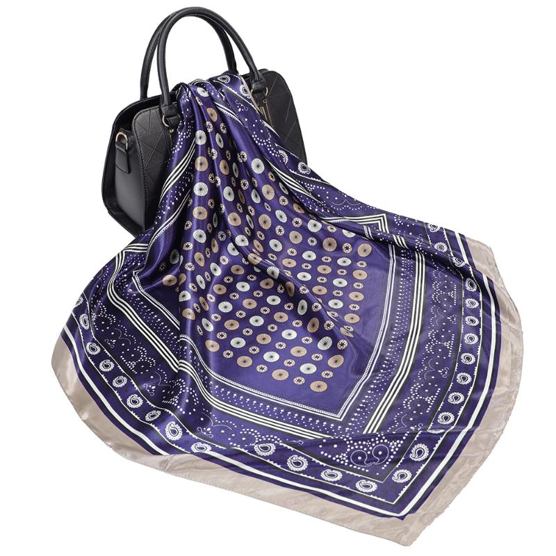 Scarves Women Scarf Fashion Dot Printing Designer Beautiful Soft Silk Satin Shawl 90cm Square Neck Headscarf Head-Hair