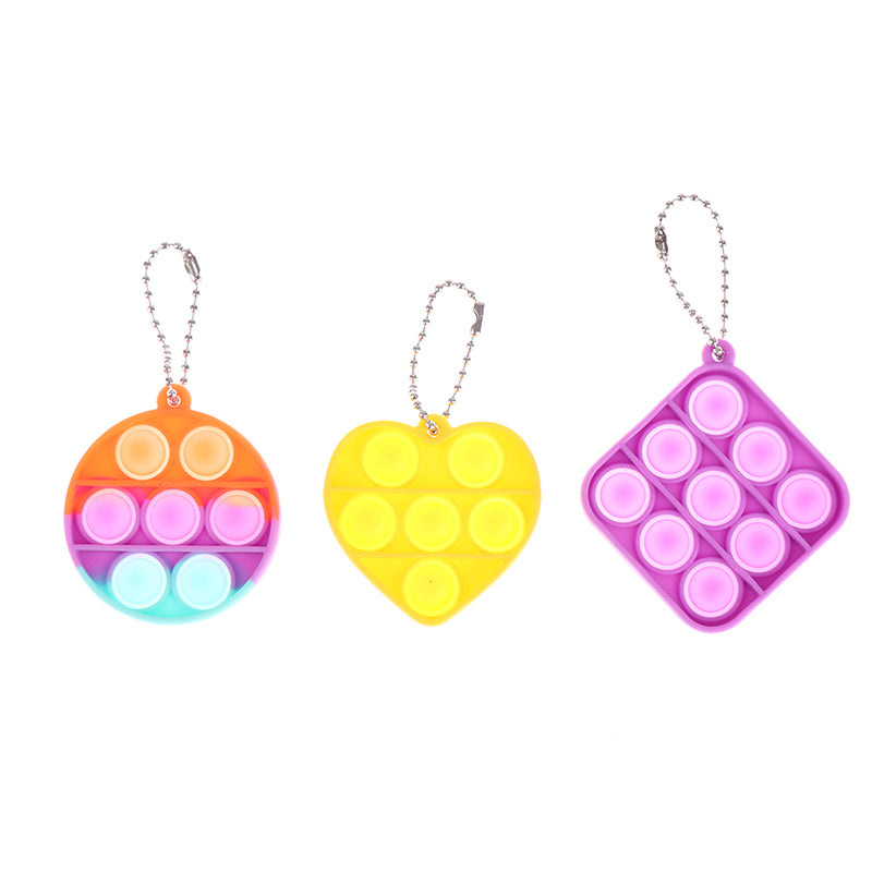 Mini Push Pops Bubble Sensory Toy Keychain Autism Squishy Stress Reliever for Adult Kids Relief Funny Pop-it Fidget Toys