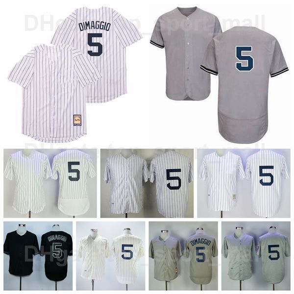 Retro 1939 1989 Vintage Baseball 5 Joe DiMaggio Jersey Men Retire Pinstripe Flexbase Cool Base Stitched Team Black White Grey High Quality