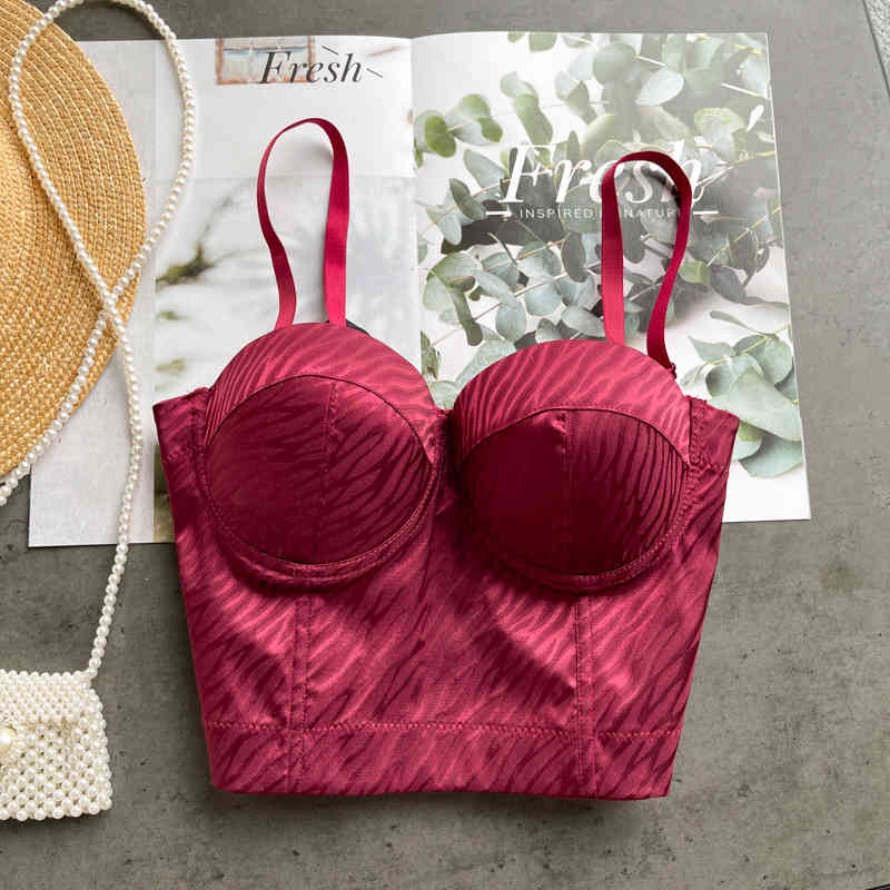 Women&#039;s Tanks & Camis New Chic Slim Dance Performance Vest Crop Top Striped Print Night Club Outer Wear Bustier Push up Corset Bra