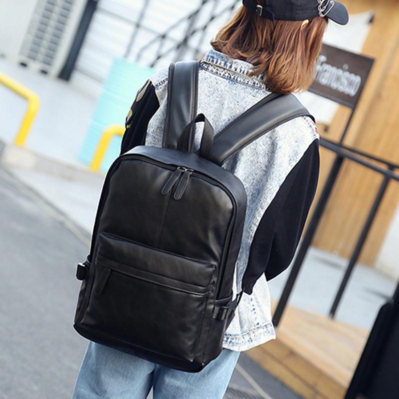 Backpack Big Men&#039;s Women&#039;s Leather Laptop Satchel Travel School Rucksack Bag Zaino Grande Alla Moda In Tinta Unita