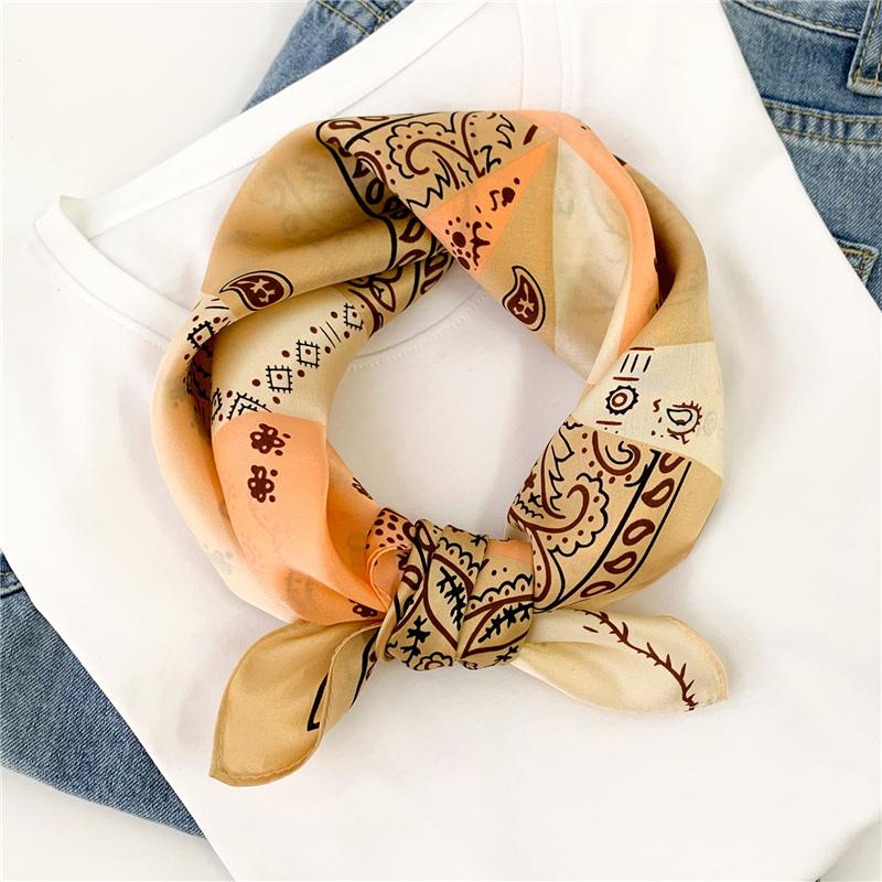 Scarves 2021 Small Scarf Real Silk Hair Band Lady Neckerchief Foulard Neck Tie Design Printed Women Bandana Spring Summer