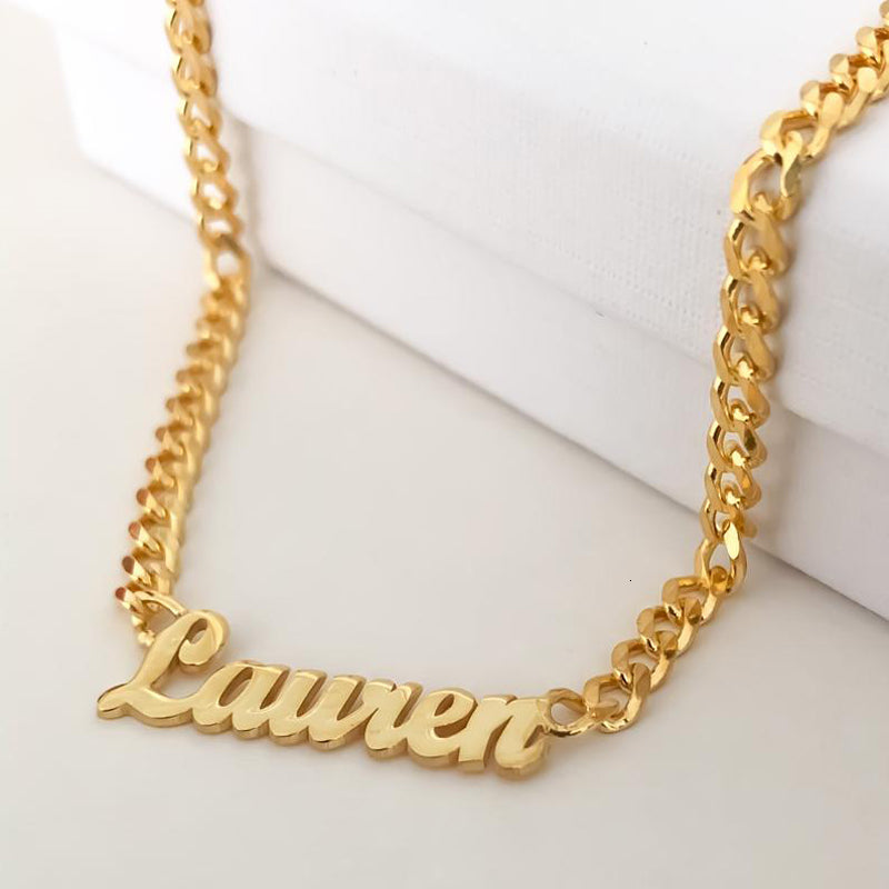 Custom Name for Women Gold Chain Choker Punk Nameplate Stainless Steel Old English Necklace Collier Bff Jewelry