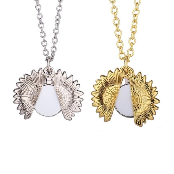 Pendant Necklaces Creative Sublimation Blank DIY Metal Retro O-chain Sunflower Gift For Friends-Family