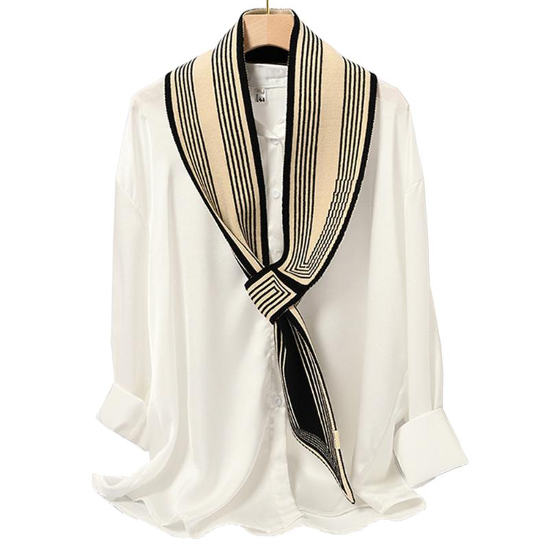 Scarves Design Brand Winter Knitted Scarf Women Leopard Shawl Wraps Striped Neck Tie Double-Sided Neckchief Snood Warm Bufandas Mujer