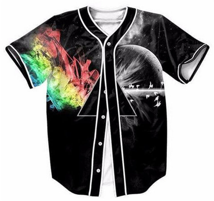 Men Shirt 3D Digital Print Baseball Shirts Casual Male Short Sleeve Tees Tops